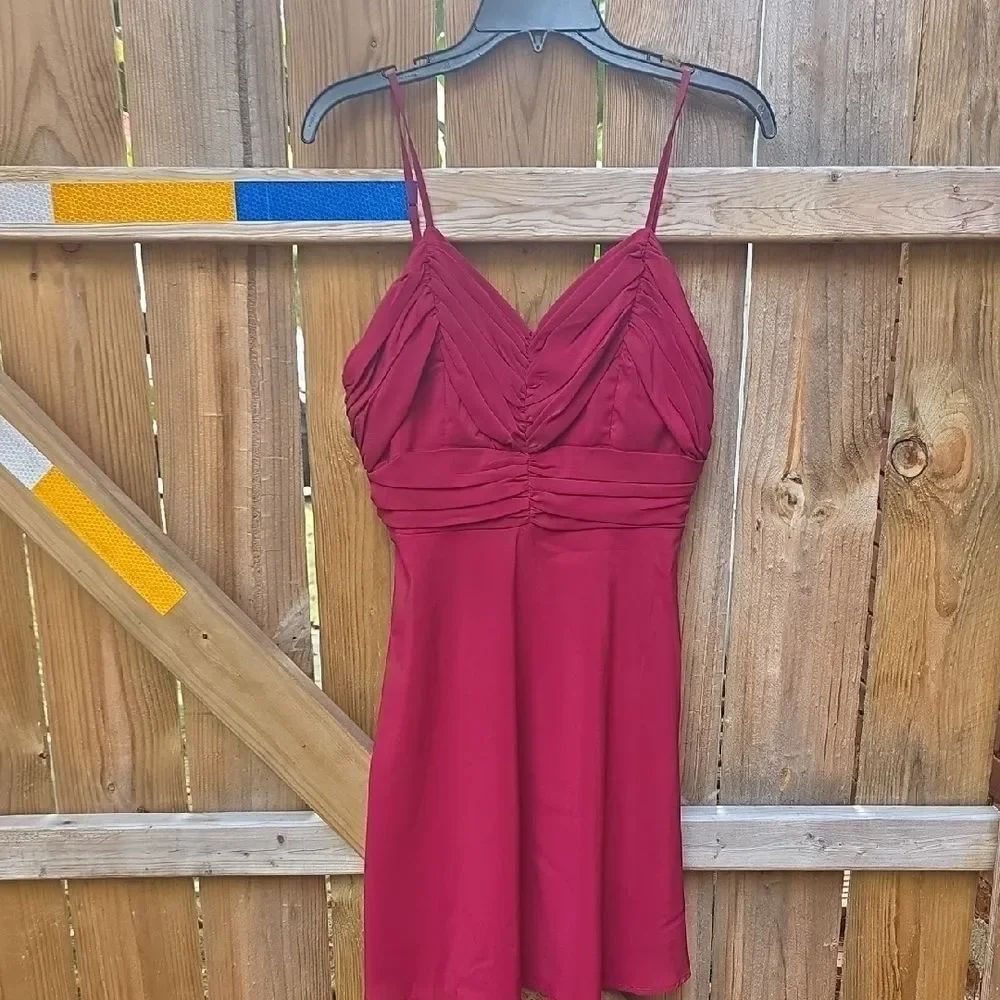 Elegant Red Spaghetti Strap Dress